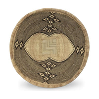 Set of Three Sangwe Handwoven Round Baskets with Geometric Patterns in Neutral Earth Tones from Zimbabwe