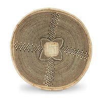 Set of Three Sangwe Handwoven Round Baskets with Geometric Patterns in Neutral Earth Tones from Zimbabwe