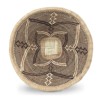 Set of Three Sangwe Handwoven Round Baskets with Geometric Patterns in Neutral Earth Tones from Zimbabwe