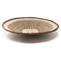 Set of Three Tongan Handwoven Round Baskets with Geometric Designs in Neutral Earth Tones from Zimbabwe