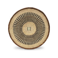 Set of Three Tongan Handwoven Round Baskets with Geometric Designs in Neutral Earth Tones from Zimbabwe