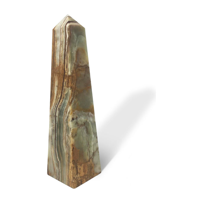 Multicolor/Green Solid Onyx Obelisk - 12.5 in." H X 3" W X 3" D