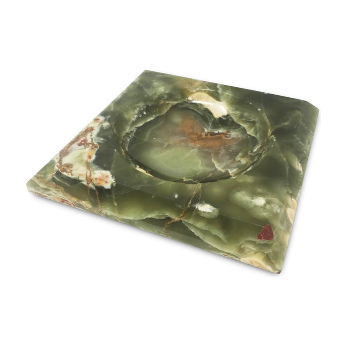 Multicolor/Green Square Onyx Ashtray/Catchall - 8.5" L X 8.5" W X 1.75" H