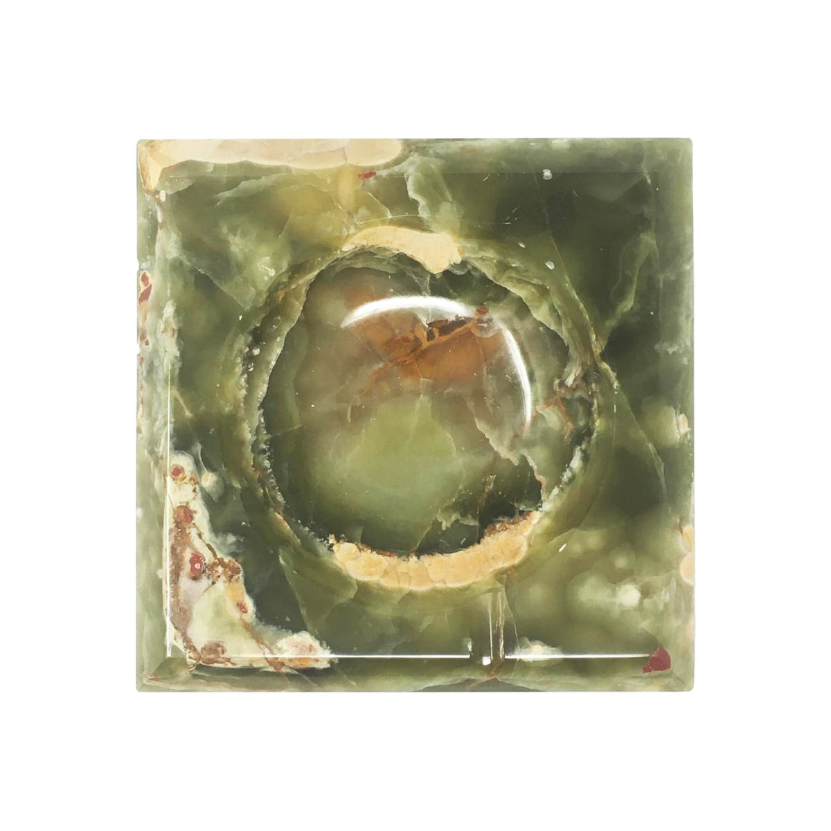 Multicolor/Green Square Onyx Ashtray/Catchall