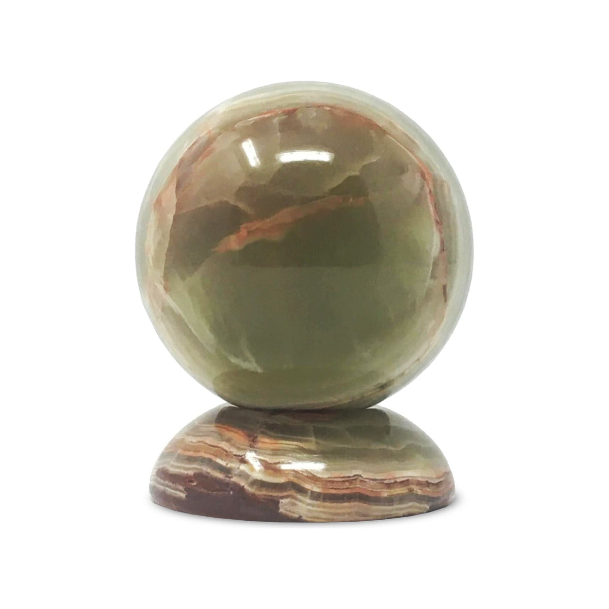 Multicolor/Green Onyx Sphere with Onyx Base