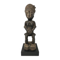 Antique Baule Hand-Carved Husband & Wife Ancestral Figure from Ivory Coast - 16" H X 5" W X 5" D