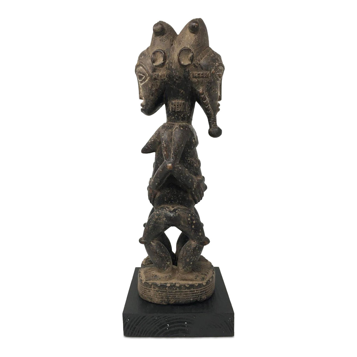 Antique Baule Hand-Carved Husband & Wife Ancestral Figure from Ivory Coast - 16" H X 5" W X 5" D