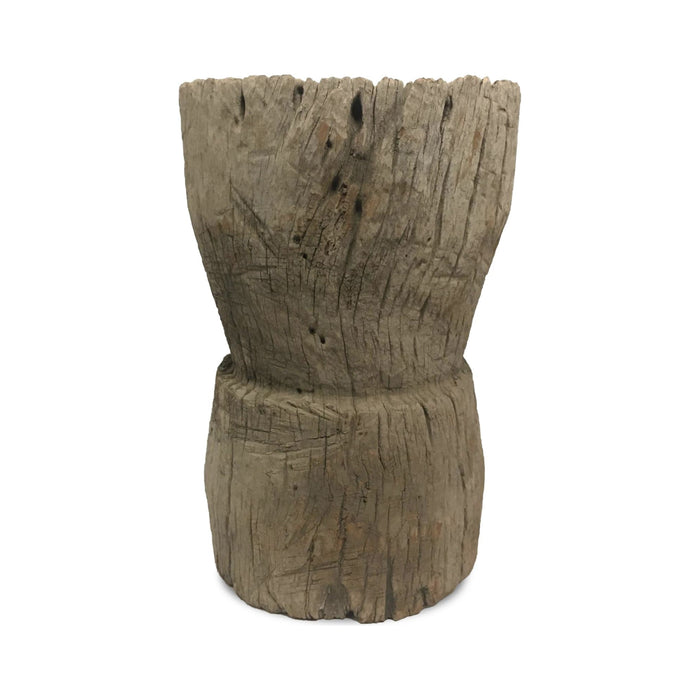 Antique Wooden Lusong (Mortar) from the Philippines - 22" H X 12" Oval