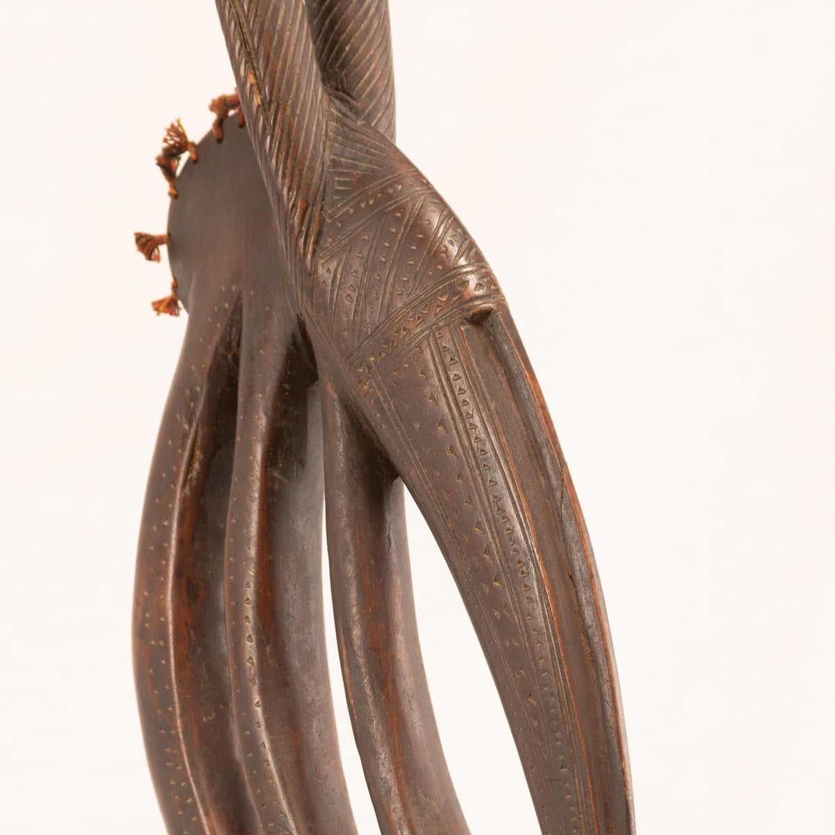 Male Bamana/Bambara Chiwara Carved Wood Figure Headdress with Cap from Mali - 39.25" H X 8.25" D X 2.25" W