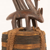 Male Bamana/Bambara Chiwara Carved Wood Figure Headdress with Cap from Mali - 39.25" H X 8.25" D X 2.25" W