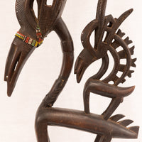 Large Female Bamana/Bambara Chiwara Carved Wood Figure Headdress from Mali - 40" H X 13.5" D X 3" W