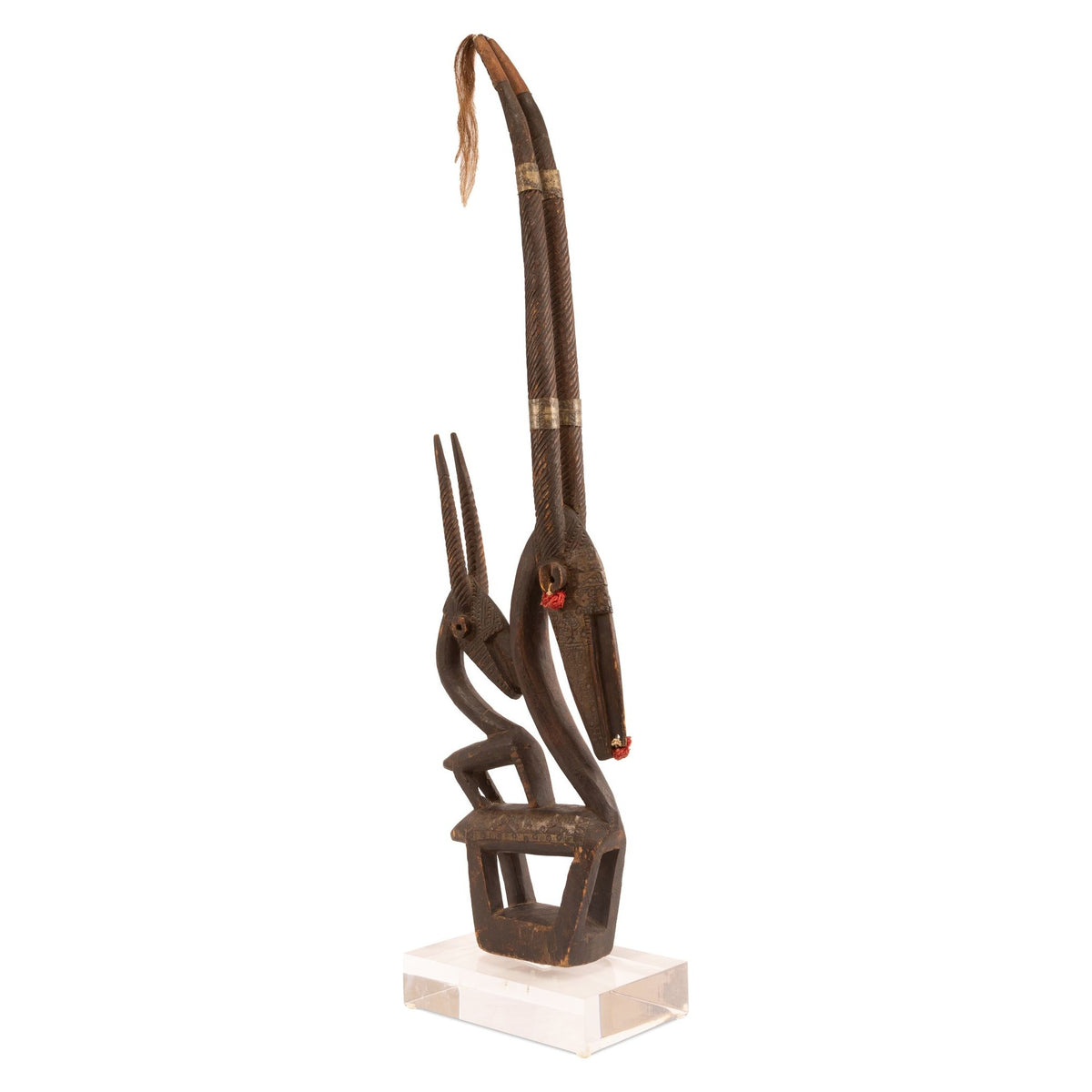 Large Female Bamana/Bambara Chiwara Carved Wood Figure Headdress from Mali - 37" H X 9" D X 2.75" W