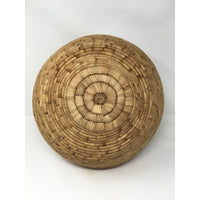 Large Vintage Monochromatic Natural/Buff Colored Botswana Basket Measuring 14 Inches Diameter by 10 Inches Tall