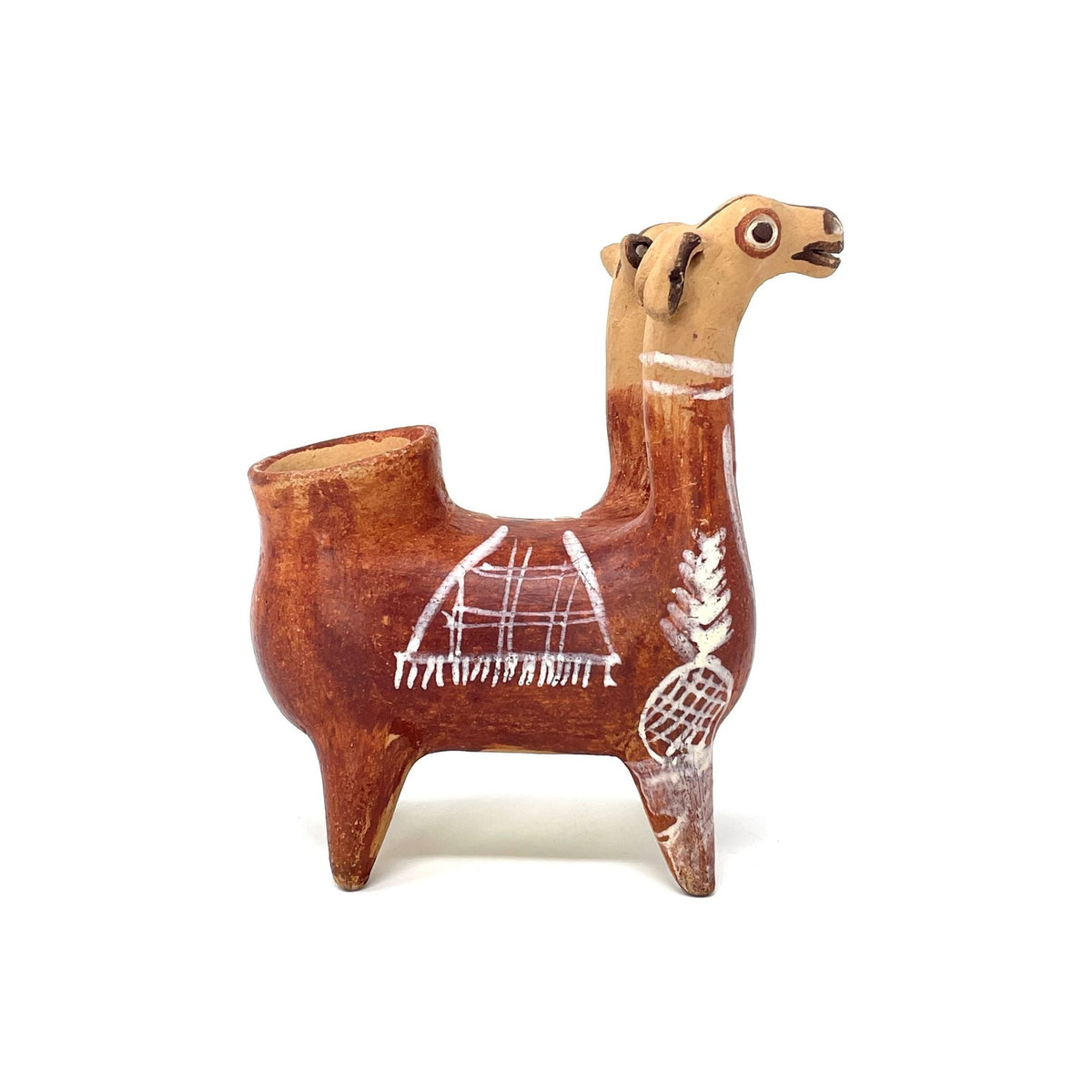 Small Vintage Peruvian Folk Art Llama Measuring 5.5 Inches Tall by 5 Inches Long