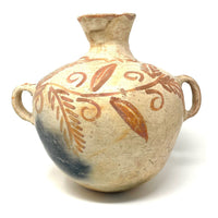 Terracotta Water Jar with Flower & Vine Motif from San Cristóbal de las Casas, Chiapas, Mexico - 12" H X 8" Diam