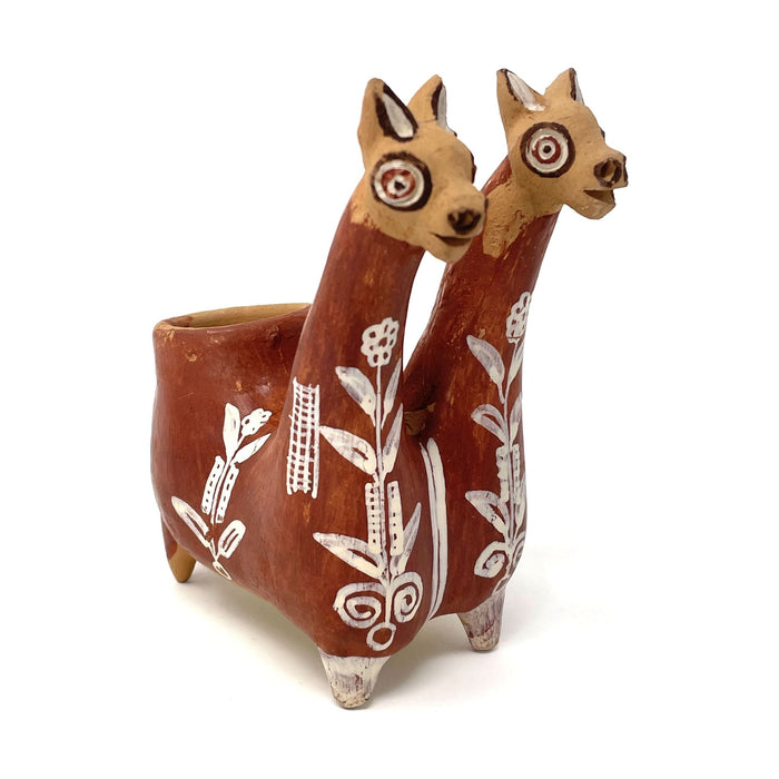 Folk Art Pottery Llama or Alpaca from Peru - 5" H X 2.5" W X 5" D