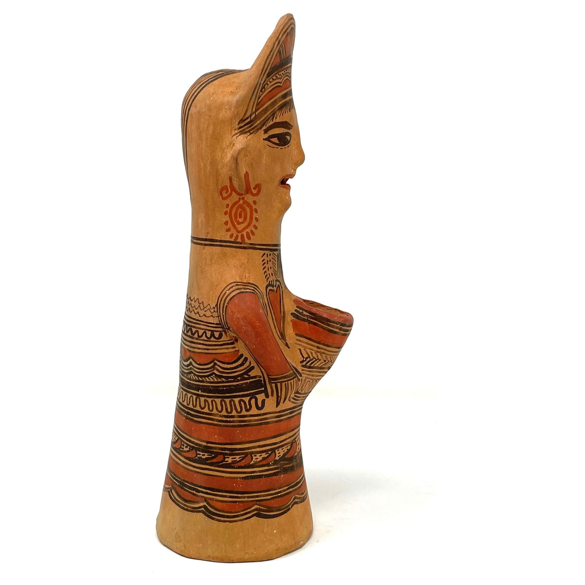 1950s Nahua Female Figurine from San Agustín Oapan, Guerrero, Mexico - 12" H X 4" Diam. (#3)