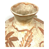 Terracotta Water Jar with Flower & Vine Motif from San Cristóbal de las Casas, Chiapas, Mexico - 12" H X 8" Diam