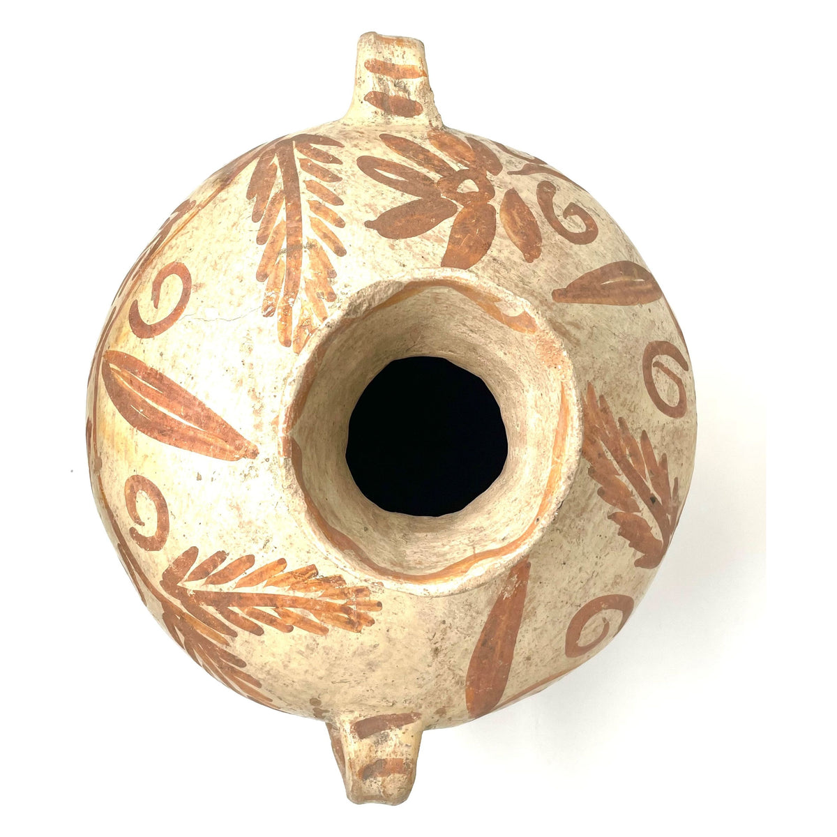 Terracotta Water Jar with Flower & Vine Motif from San Cristóbal de las Casas, Chiapas, Mexico - 12" H X 8" Diam