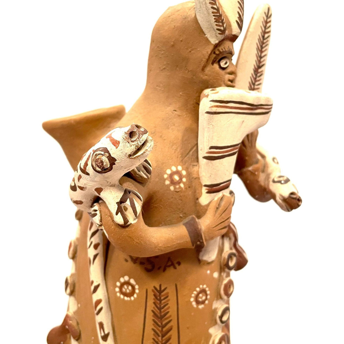 Large Peruvian Folk Art Musician Sculpture Measuring 20 Inches Tall by 7 Inches Diameter